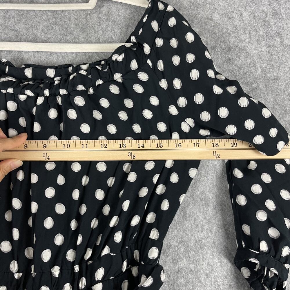Anthropologie Maeve Dress‎ Womens 6 Polka Dot Off the Shoulder Belted Pocket - Picture 7 of 16